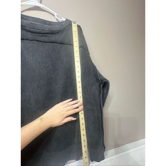 NWOT Free People We The Free Worn Thru Washed Black Long Sleeve Sweatshirt XS - Picture 8 of 11